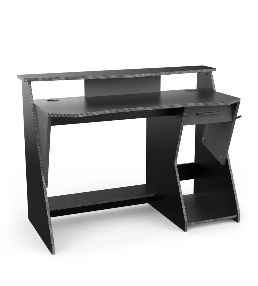 SCRIVANIA "GAMING" NERA CON PORTACUFFIE E PASSACAVI, 123,5X59,8X90,2 CM